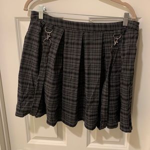 Grey & Black Plaid “School Girl” Skater Skirt - Size Large